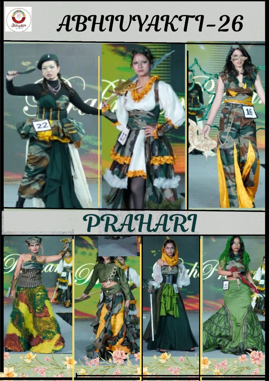 Conceptualized theme : Prahari, which showcased students’ and faculty’s skills in storytelling through Garment Construction, modeling, and choreography. 